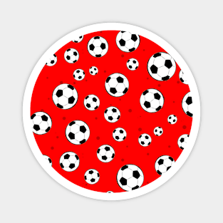 Football / Soccer Ball Seamless Pattern - Red Background Magnet